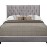 Gray Upholstered Button Tufted Wing King Bed