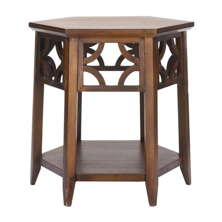 Brown Colin Hexagon Accent Table