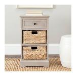 Gray Cora Accent Table with Woven Storage Baskets