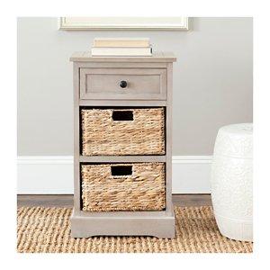 Gray Cora Accent Table with Woven Storage Baskets