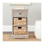 Gray Cora Accent Table with Woven Storage Baskets