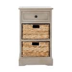 Gray Cora Accent Table with Woven Storage Baskets