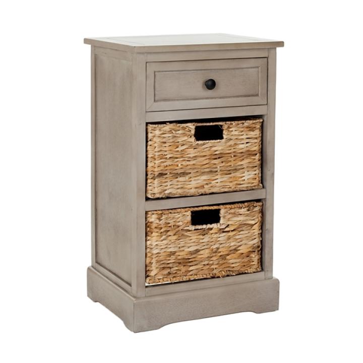 Gray Cora Accent Table with Woven Storage Baskets