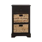 Brown Cora Accent Table with Woven Storage Baskets