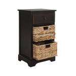 Brown Cora Accent Table with Woven Storage Baskets