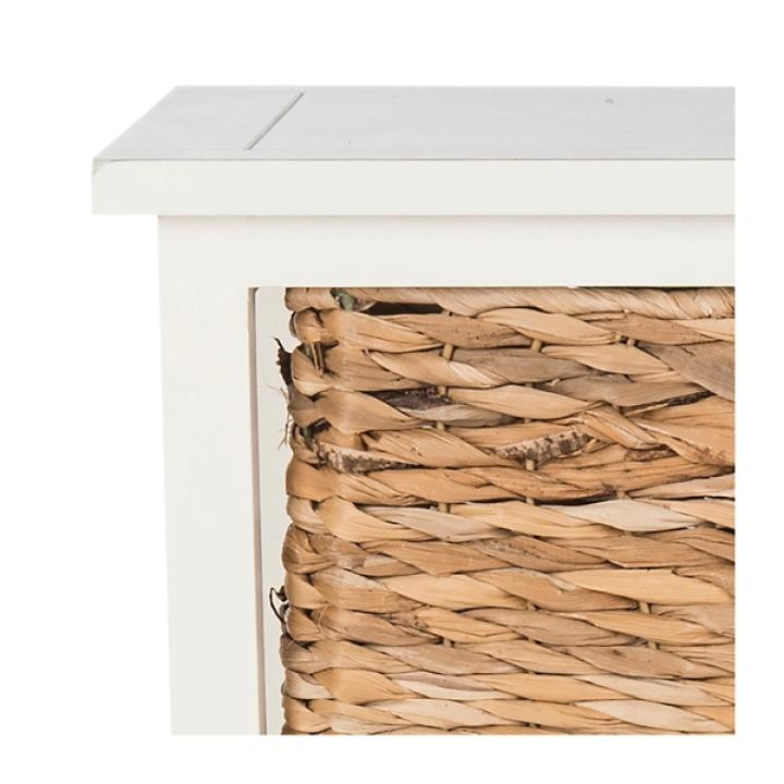 Cream Hailey Wicker Basket Storage Accent Table