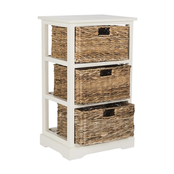 Cream Hailey Wicker Basket Storage Accent Table