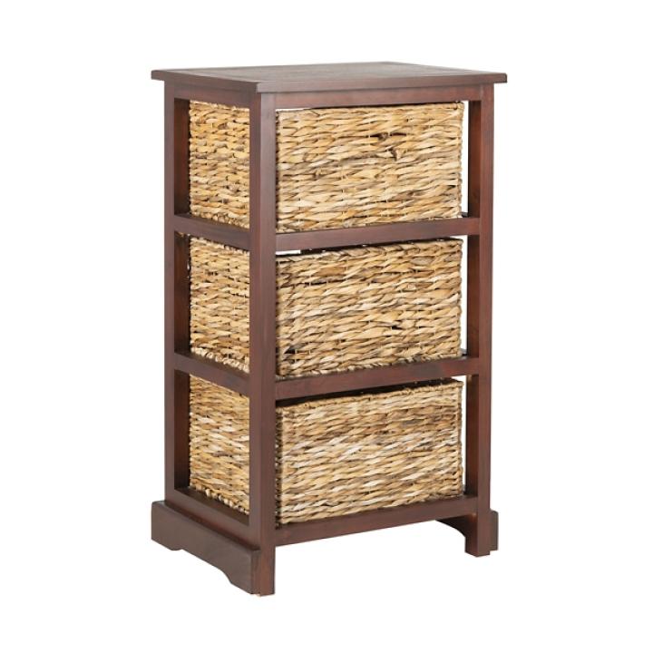 Brown Hailey Wicker Basket Storage Accent Table