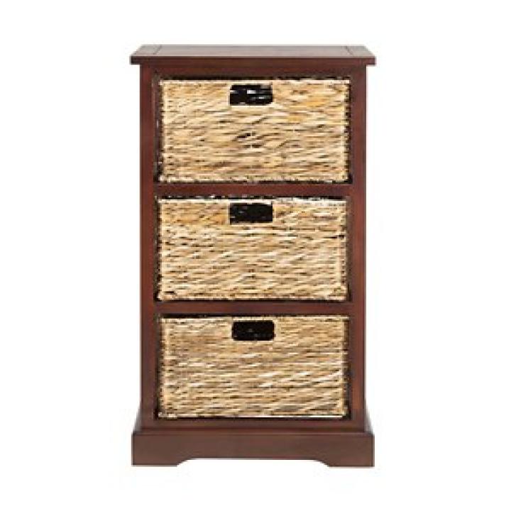 Brown Hailey Wicker Basket Storage Accent Table