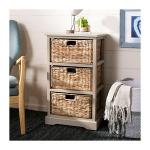 Gray Hailey Wicker Basket Storage Accent Table