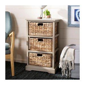 Gray Hailey Wicker Basket Storage Accent Table