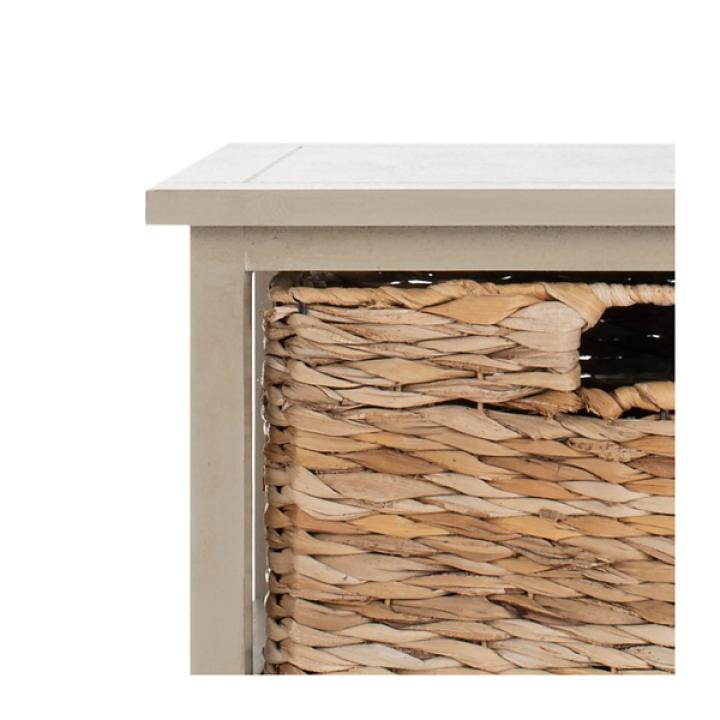 Gray Hailey Wicker Basket Storage Accent Table