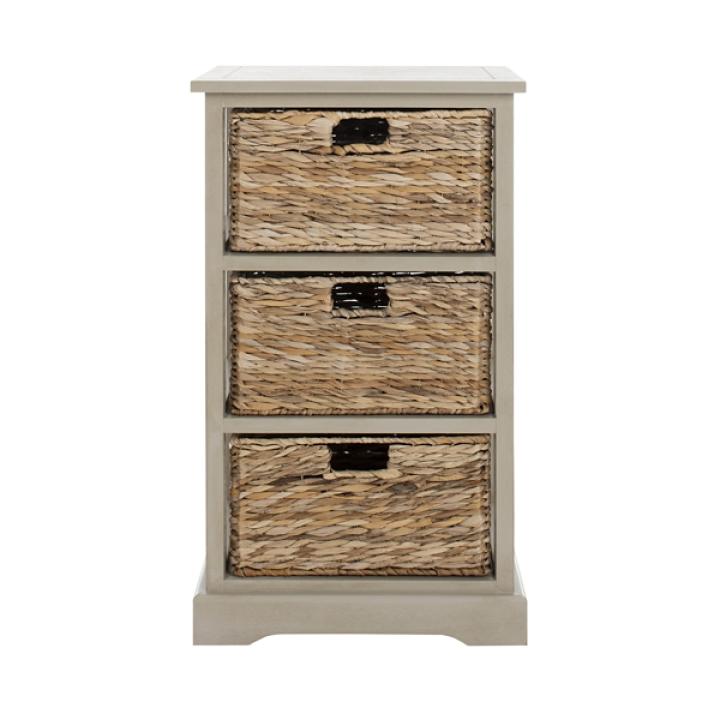 Gray Hailey Wicker Basket Storage Accent Table