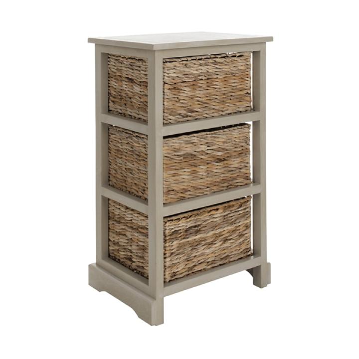 Gray Hailey Wicker Basket Storage Accent Table