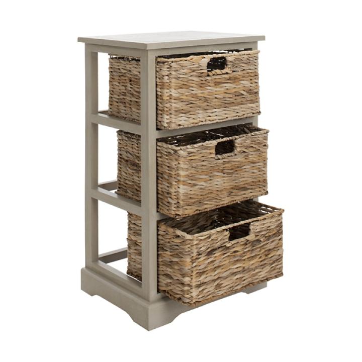 Gray Hailey Wicker Basket Storage Accent Table
