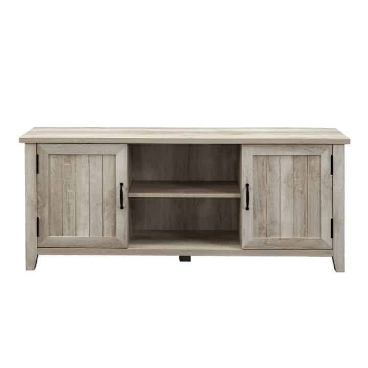 White Oak Grooved Door TV Stand