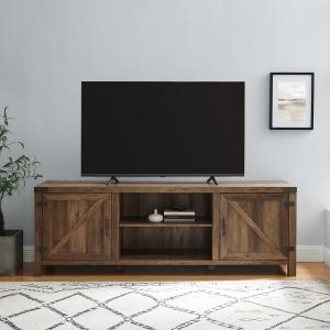 Rustic Oak Barn Door TV Stand