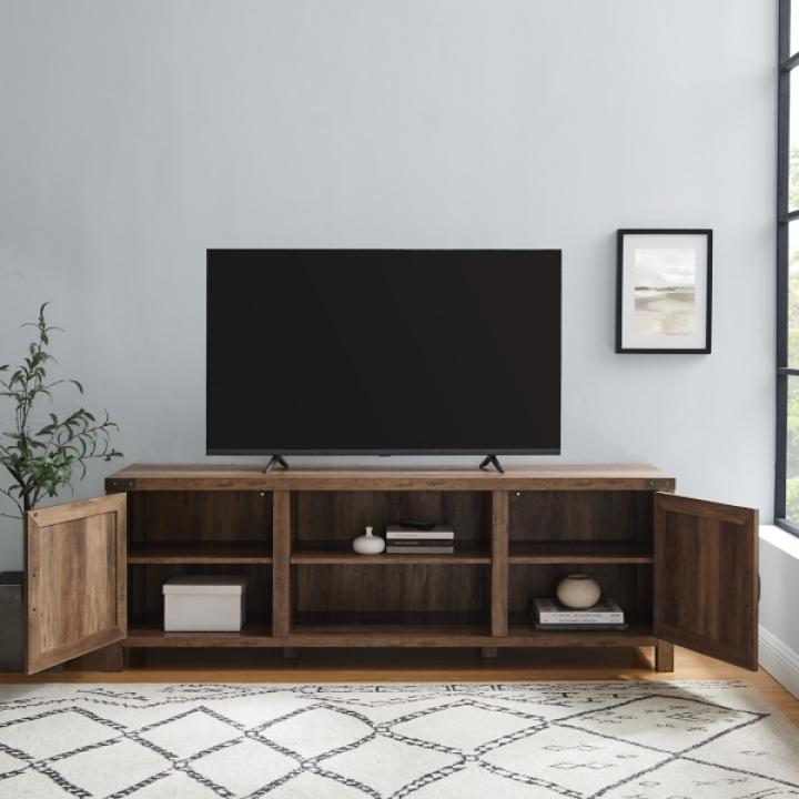 Rustic Oak Barn Door TV Stand