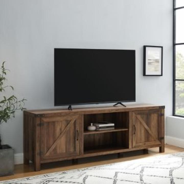 Rustic Oak Barn Door TV Stand