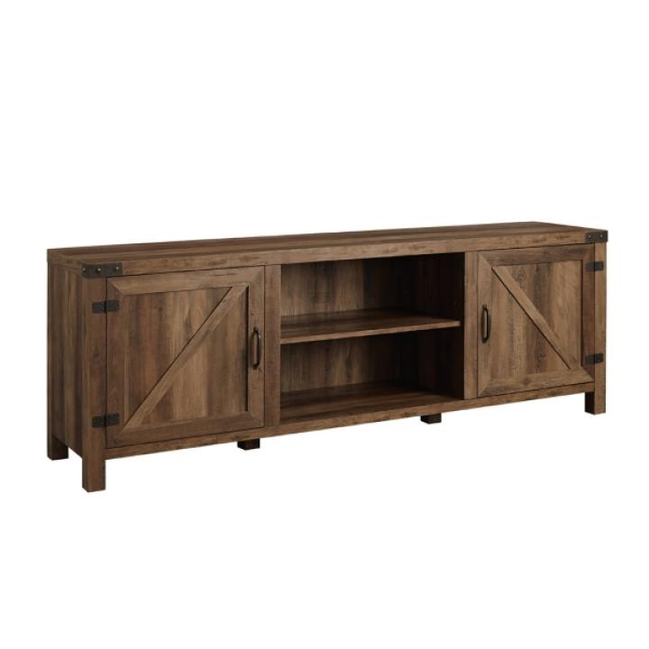 Rustic Oak Barn Door TV Stand