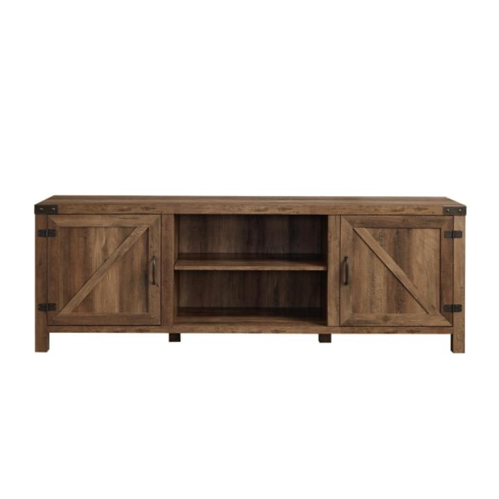 Rustic Oak Barn Door TV Stand