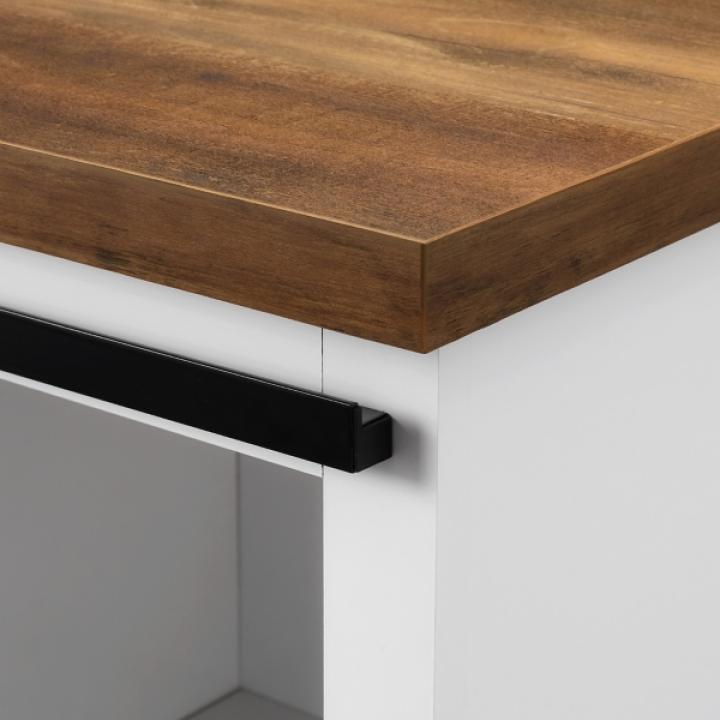 Slatted Sliding Barn Door White and Oak Cabinet