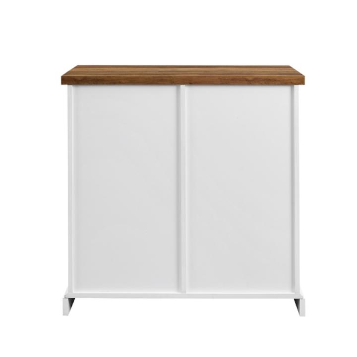 Slatted Sliding Barn Door White and Oak Cabinet
