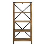 Rustic Oak Metal X Frame Back Bookshelf