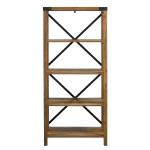 Rustic Oak Metal X Frame Back Bookshelf