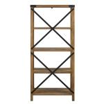 Rustic Oak Metal X Frame Back Bookshelf