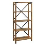 Rustic Oak Metal X Frame Back Bookshelf