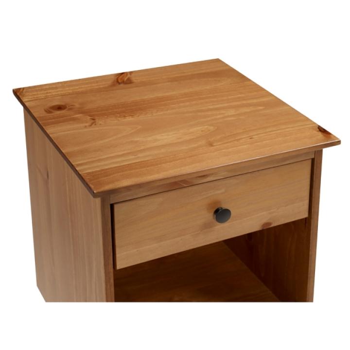 Caramel One-Drawer Wood Nightstand