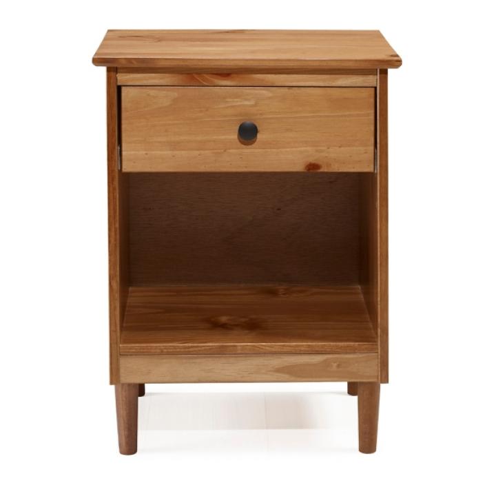 Caramel One-Drawer Wood Nightstand