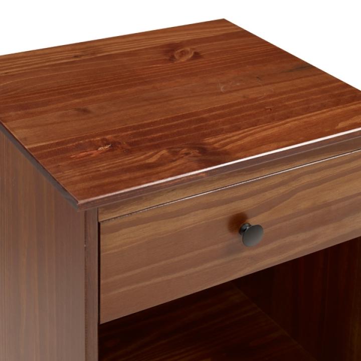 Walnut One-Drawer Wood Nightstand