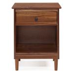 Walnut One-Drawer Wood Nightstand