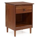 Walnut One-Drawer Wood Nightstand