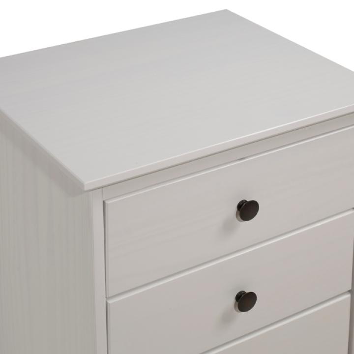 White 3-Drawer Wood Nightstand