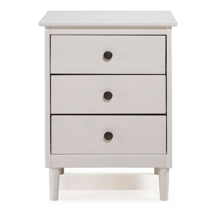 White 3-Drawer Wood Nightstand