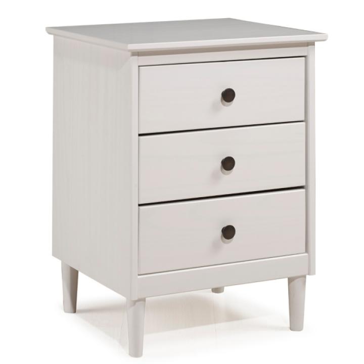 White 3-Drawer Wood Nightstand