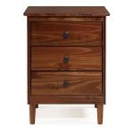 Walnut 3-Drawer Wood Nightstand