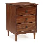 Walnut 3-Drawer Wood Nightstand