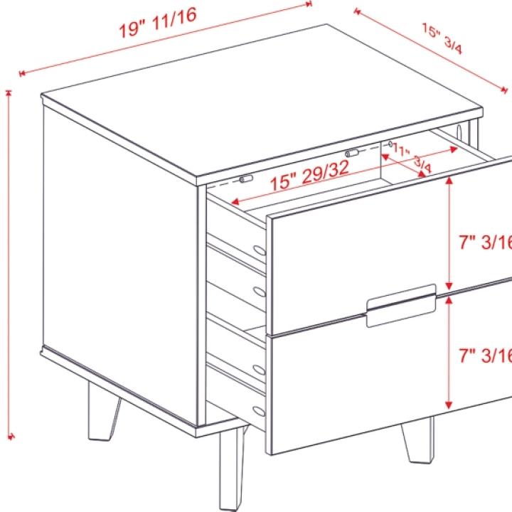 Walnut Mid-Century Modern 2-Drawer Nightstand