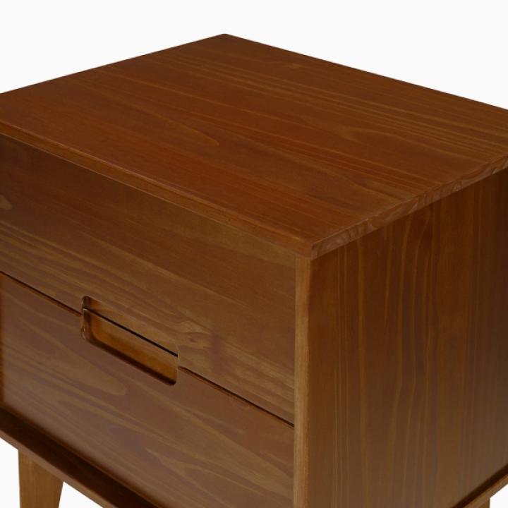 Walnut Mid-Century Modern 2-Drawer Nightstand