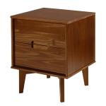 Walnut Mid-Century Modern 2-Drawer Nightstand