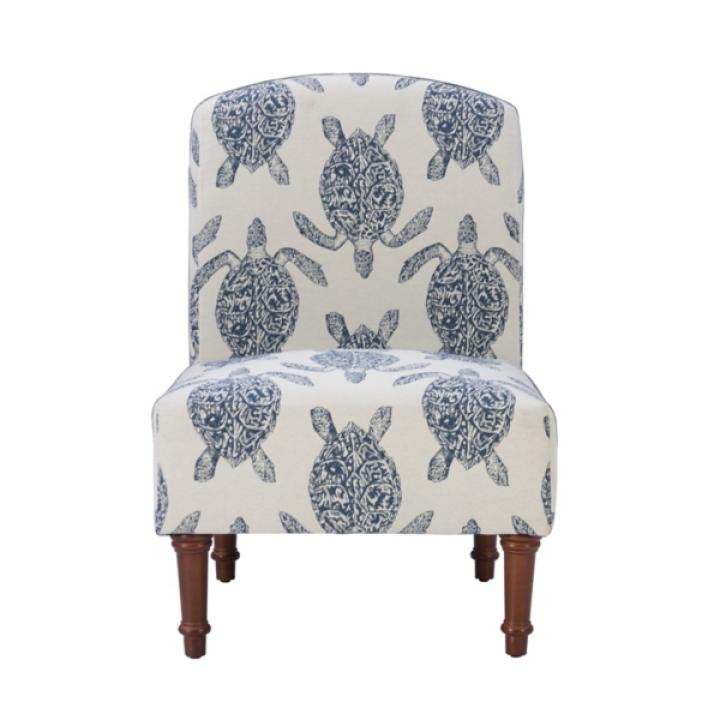 Sea Turtle Print Accent Chair