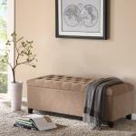 Brown Button Tufted Storage Bench