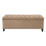Brown Button Tufted Storage Bench