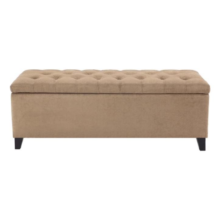 Brown Button Tufted Storage Bench