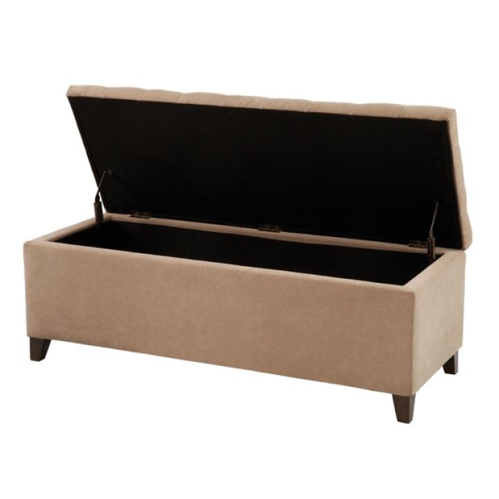 Brown Button Tufted Storage Bench