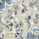 Blue Antiqued Medallion Swoop Arm Accent Chair